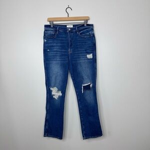 Frame Le Sylvie Slender Straight Jeans Distressed 33